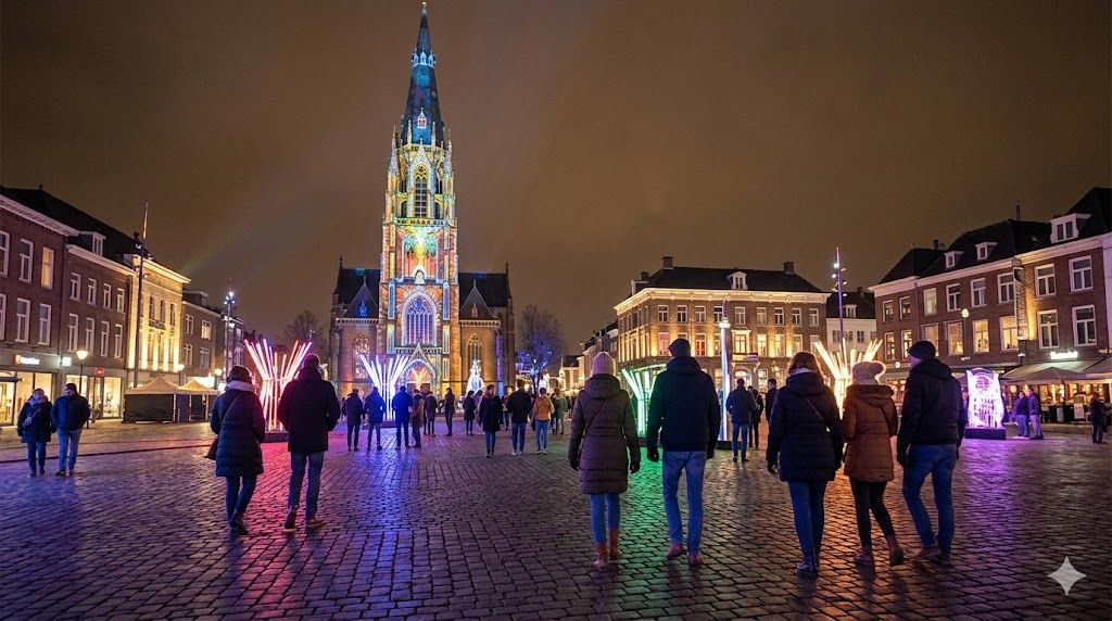 GLOW Festival svetla Ajndhoven — novembar, instalacije na crkvi Sveta Katarina, milion posetilaca