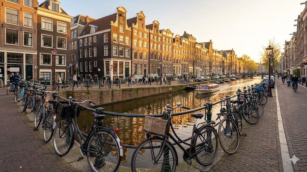 Bicikli u Amsterdamu — grad sa više bicikala nego stanovnika, biciklističke staze, kvart Jordaan, park Vondelpark