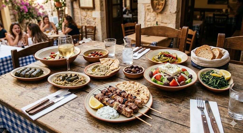 Grčka kuhinja — suvlaki, gyros, musaka, grčka salata, tzatziki u atinskoj taverni