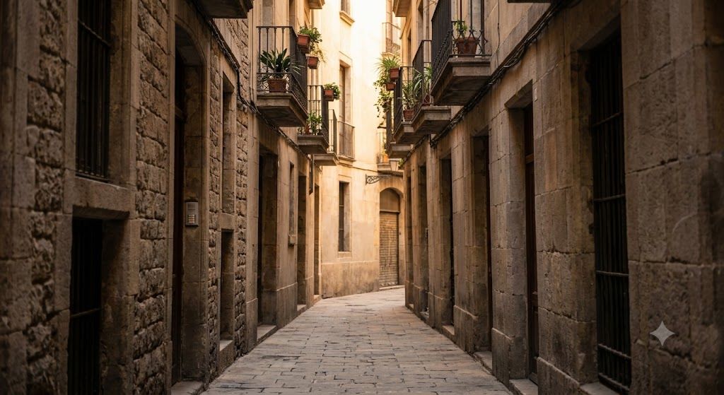 Gotski kvart Barselone Barri Gotic — srednjovekovne ulice, katedrala Svete Eulalije, Las Ramblas, Boqueria