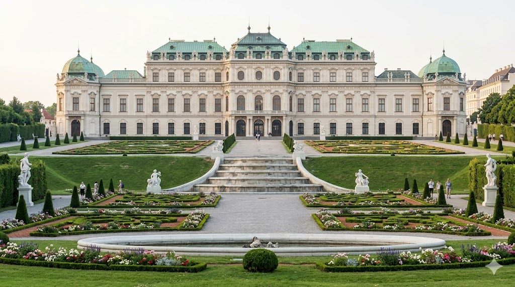 Dvorac Belvedere Beč — barokni dvorci princa Eugena Savojskog, galerija, Poljubac Gustava Klimta, stepenasti vrt