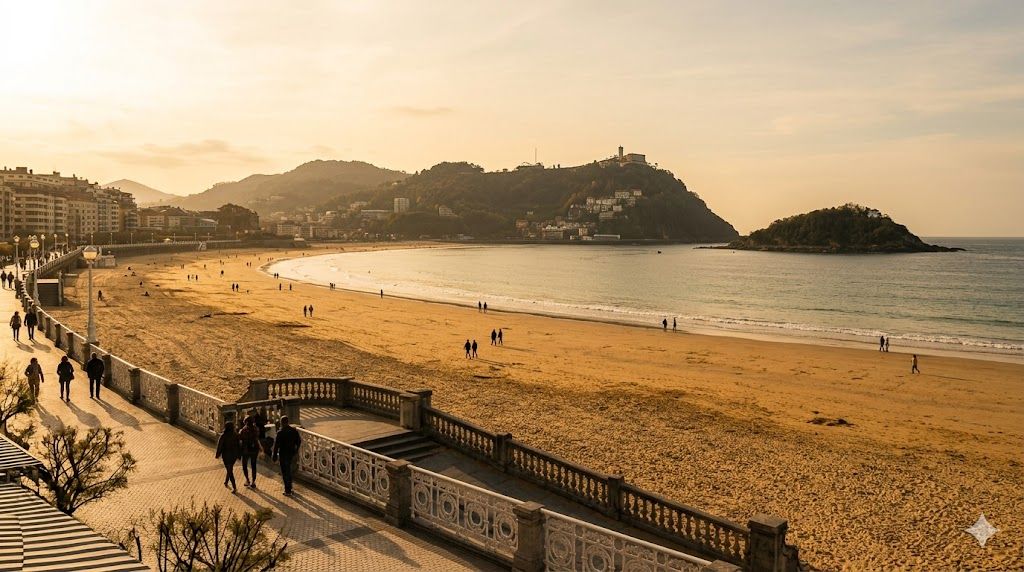 Polumesečasta plaža La Concha u San Sebastiánu blizu Bilbaa