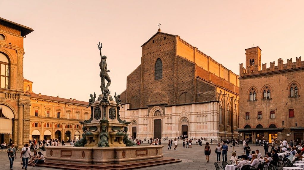 Piazza Maggiore Bolonja sa Basilica di San Petronio