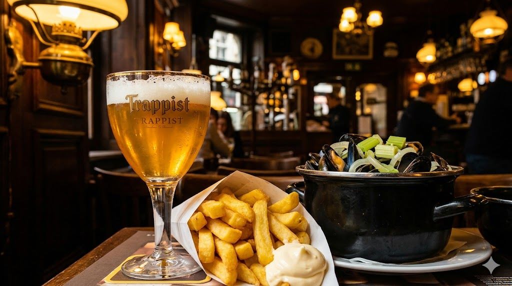 Tradicionalna belgijska brasserie sa pivom, fritesima i muslama