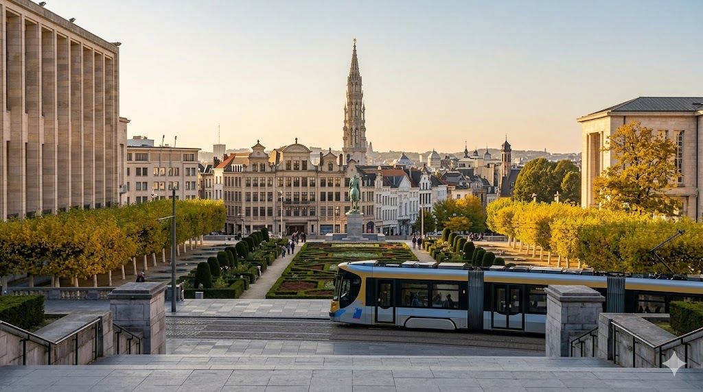 Brisel — tram kod Mont des Arts