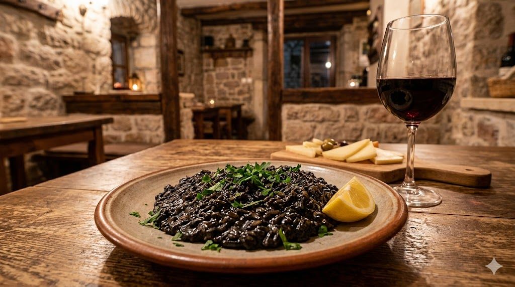 Crni rižoto dalmatinska gastronomija Dubrovnik