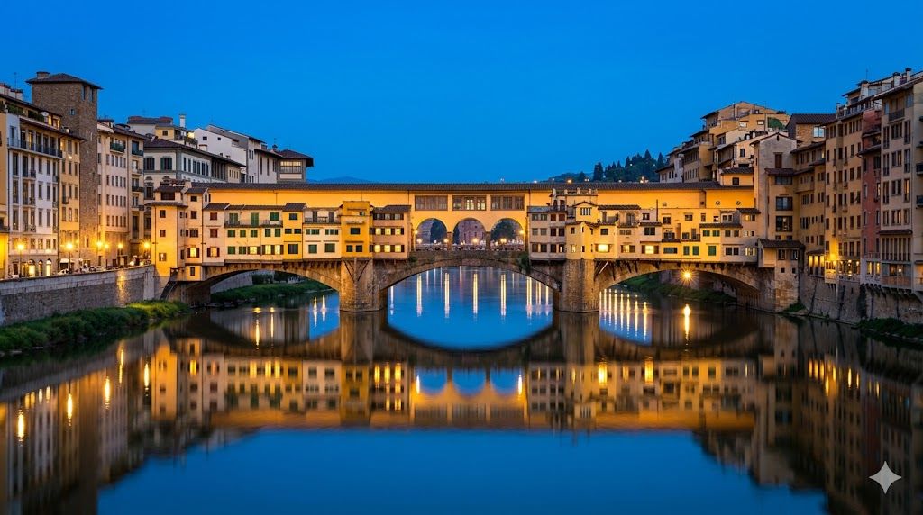 Most Ponte Vekio iznad reke Arno sa istorijskim zlatarama u Firenci