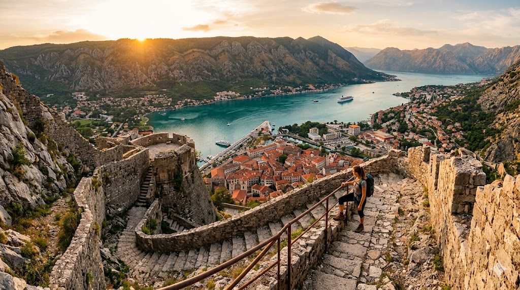 Gradske zidine Kotor penjanje 1350 stepenica Sv. Ivan tvrđava