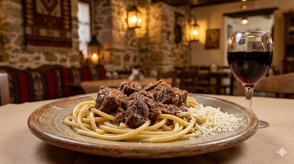 Krfska pastitsada — sporo kuvana govedina, makaroni, kefalotyri