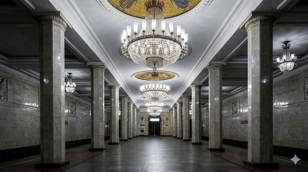 Raskošna stanica Moskovskog metroa sa freskama i lusterima