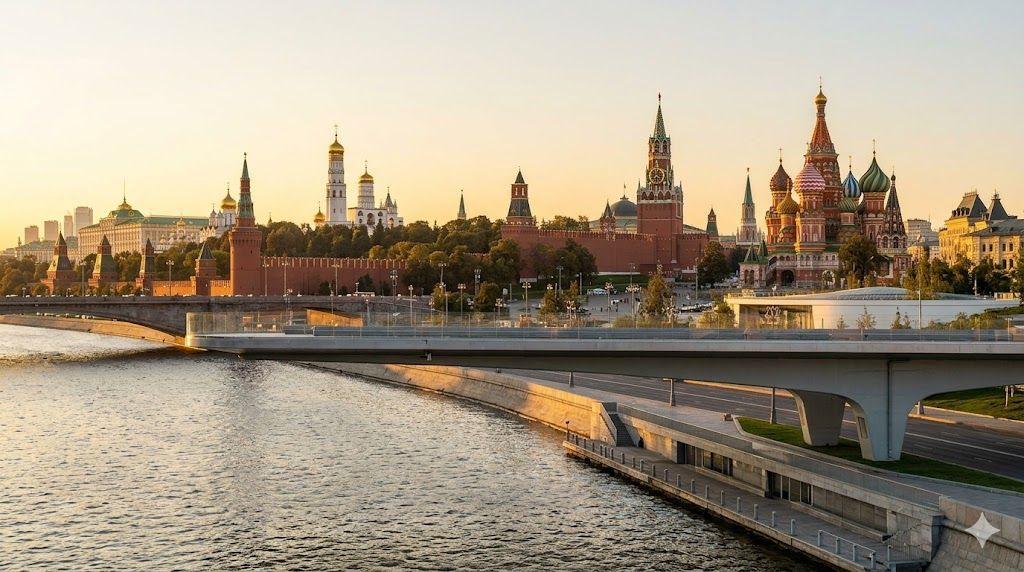 Park Zaryadye sa Floating Bridge i pogledom na Kremlj u Moskvi
