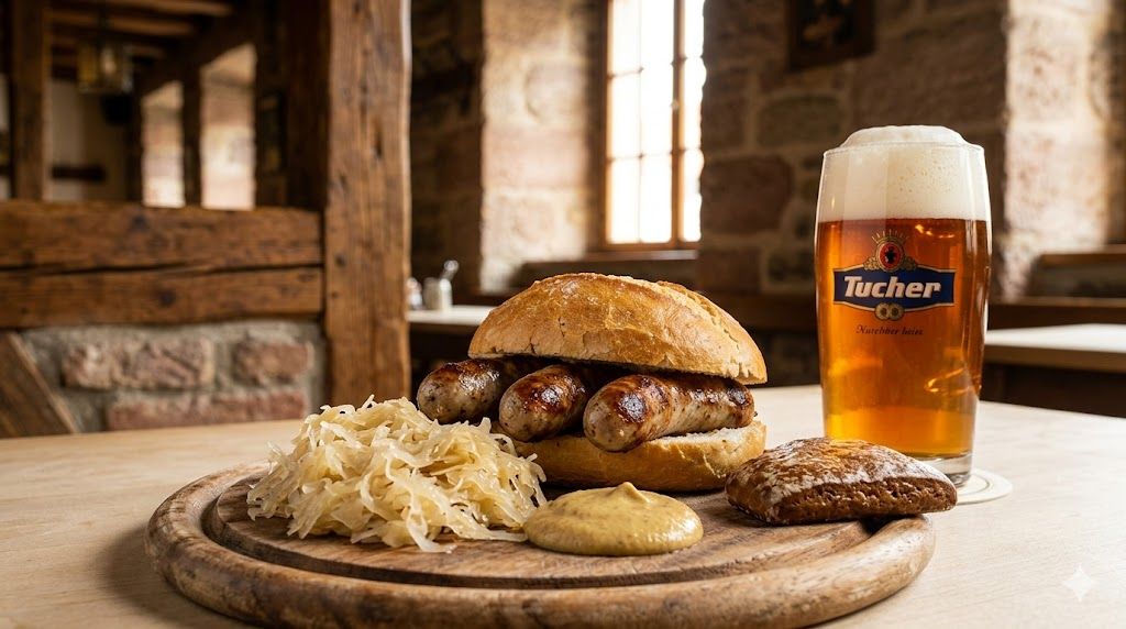 Nirnberške kobasice i lebkuhen — franačka kuhinja, Draj im Vekla, franačko pivo, gradski specijaliteti
