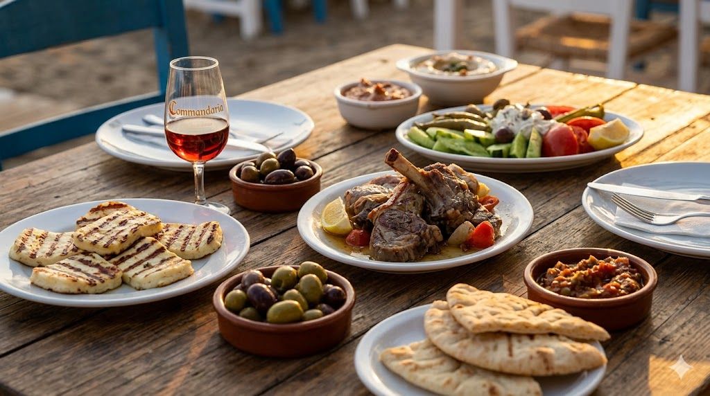 Kiparsko mezze sa halloumi sirom i Commandaria vinom