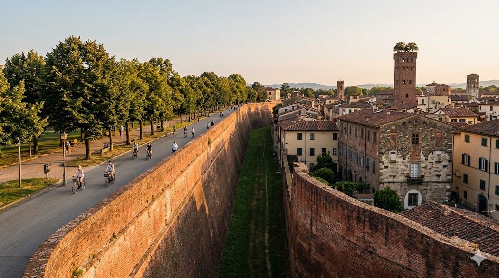 Srednjovekovne zidine grada Lucca u Toskani blizu Pise