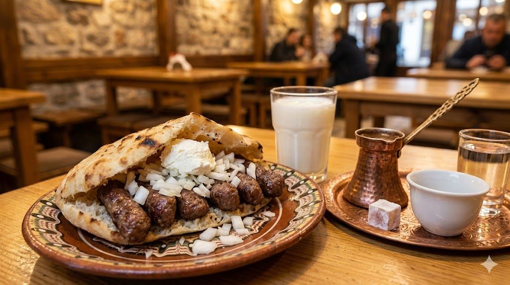 Sarajevski ćevapi u somunu sa kajmakom i lukom