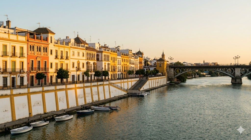 Pogled na Triana kvart preko reke Guadalquivir u Sevilji