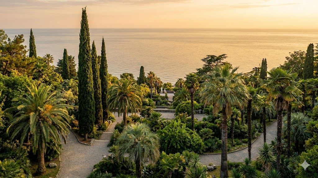Soči Dendrari arboretum subtropska palma sa pogledom na Crno more