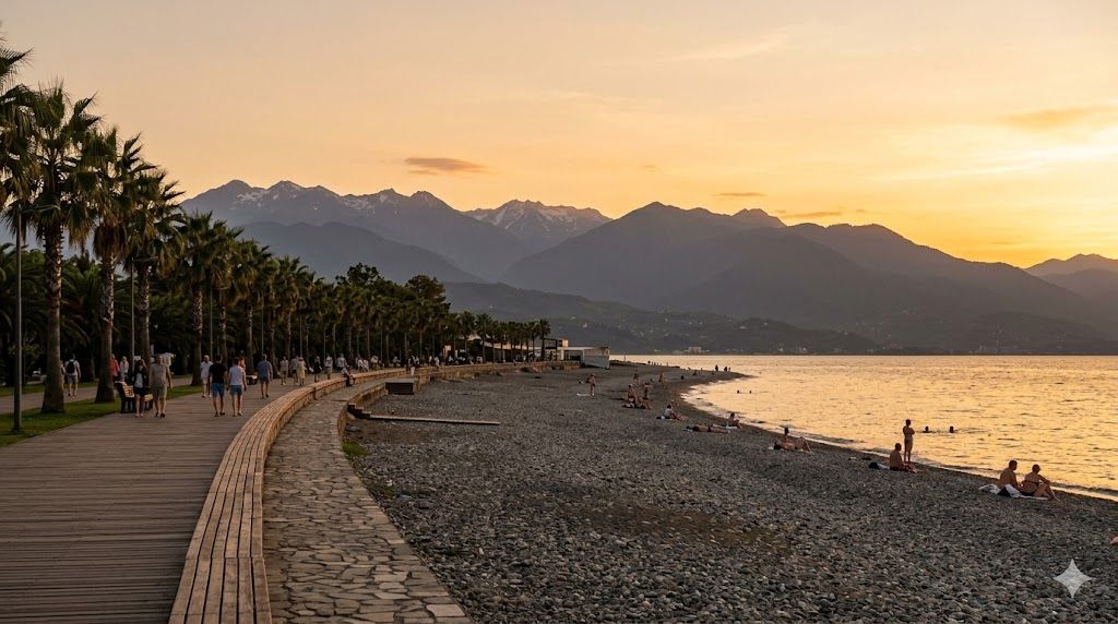 Riviera Park Soči obalna šetnja sa palmama i Crnim morem