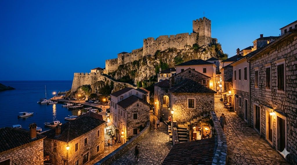 Stari grad Ulcinj na uzvišenju ilirski bedemi