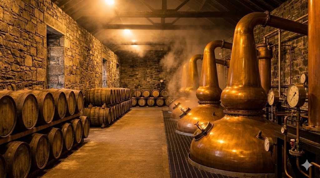 Škotska whisky destilerija — bakarni alembici, hrastove burenice, Auchentoshan Glengoyne tradicija proizvodnje viskija