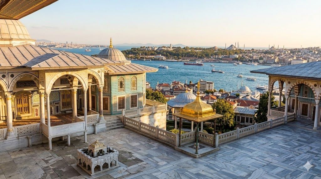 Palata Topkapi u Istanbulu — osmanska kraljevska rezidencija 1465-1856, Harem, riznica, pogled na Bosfor