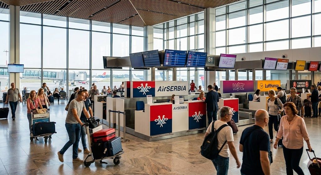 Aerodrom Nikola Tesla Beograd (BEG) Terminal 2 — Air Serbia i Wizz Air check-in
