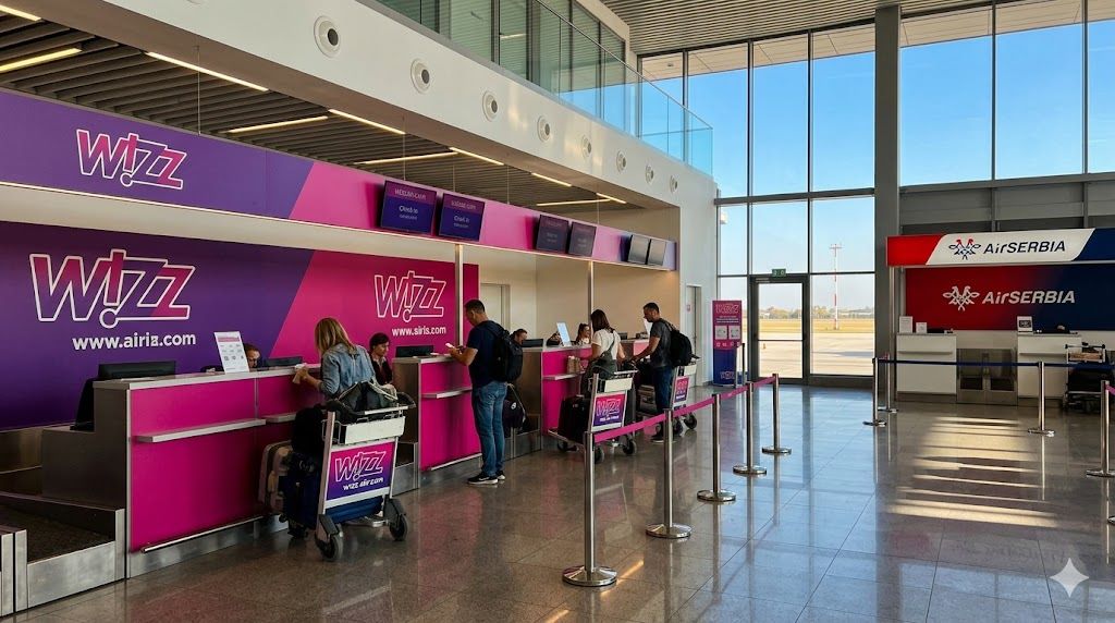 Aerodrom Konstantin Veliki Niš (INI) terminal — Air Serbia, Wizz Air i Ryanair letovi