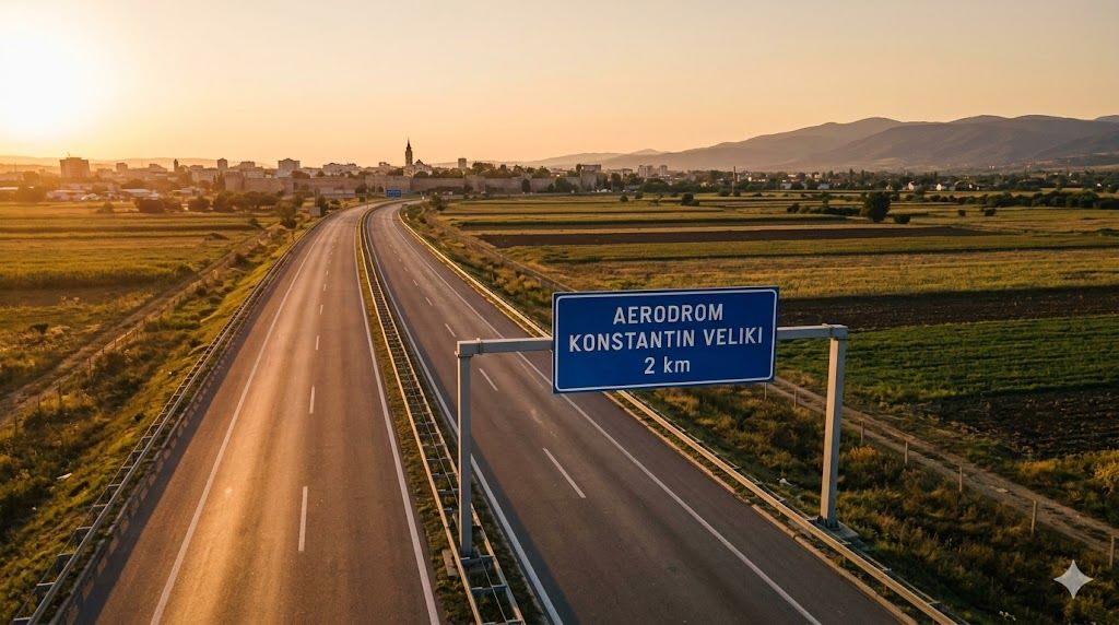 Put ka Aerodromu Konstantin Veliki Niš, E80 autoput, južna Srbija