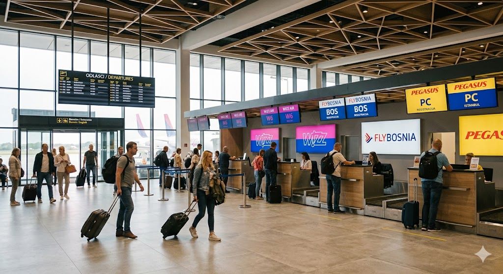 Sarajevo International Airport (SJJ) Terminal — Ryanair i Wizz Air check-in