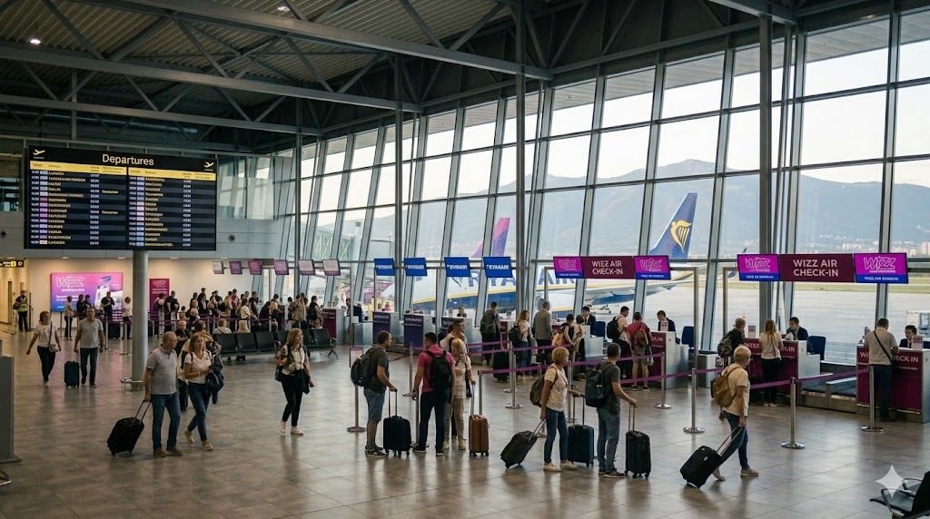 Aerodrom Sofija Vasil Levski (SOF) terminal — Ryanair i Wizz Air baza, check-in