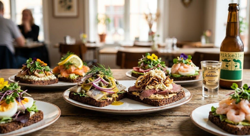 Danski smørrebrød otvoreni sendviči — nova nordijska kuhinja, sveži sastojci, hygge atmosfera