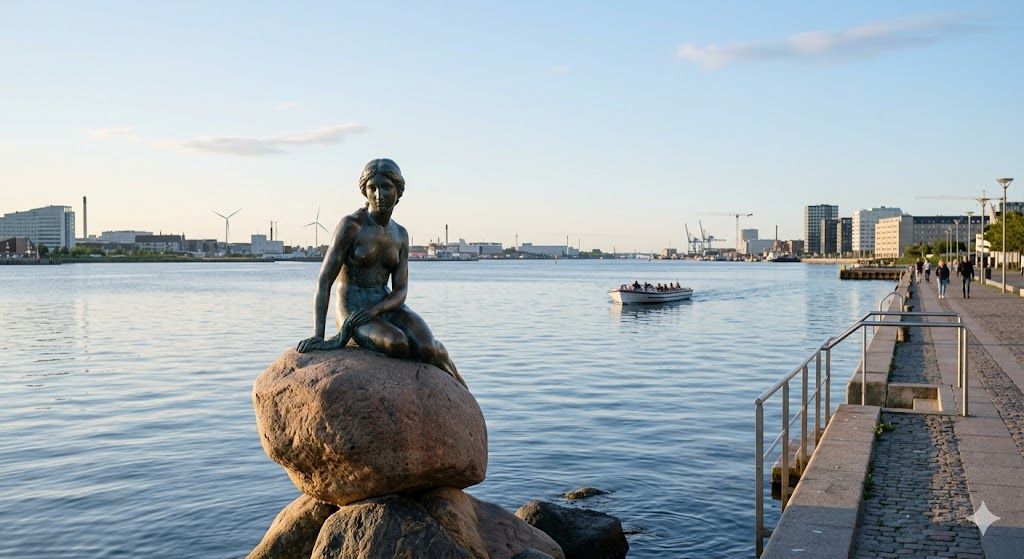 Mala sirena u Kopenhagenu — bronzana statua na stenama na obali, najpoznatiji simbol Danske