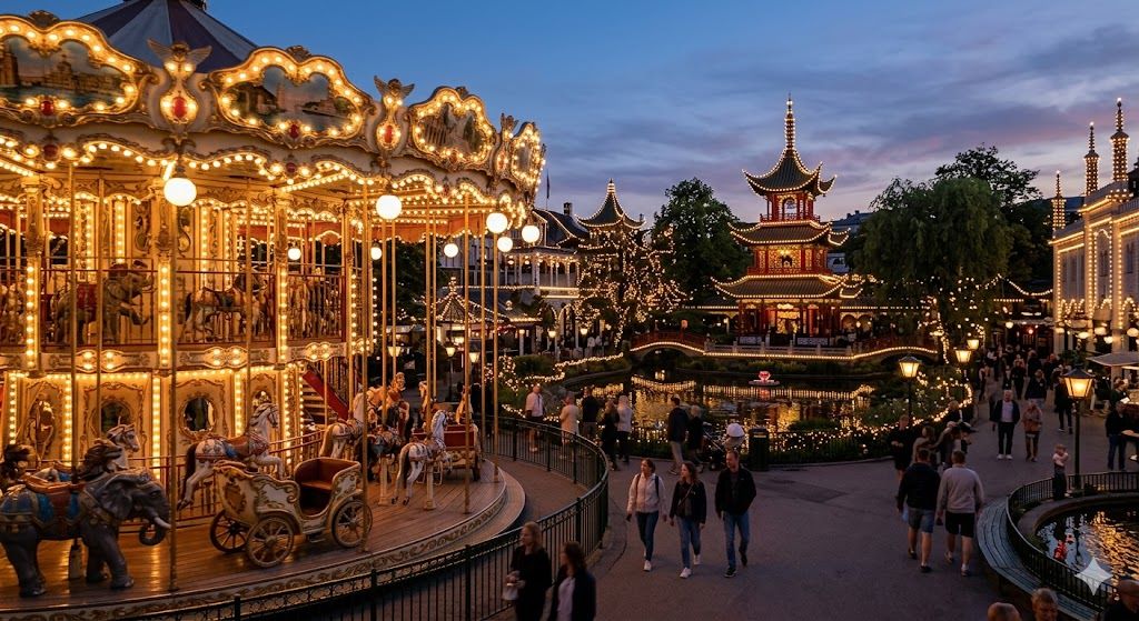Tivoli u Kopenhagenu — čuveni zabavni park sa baštama i svetlima, jedan od najstarijih na svetu