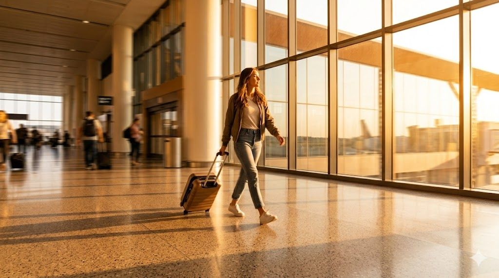 Putnici sa prtljagom u modernom aerodromu — niskotarifne avio kompanije