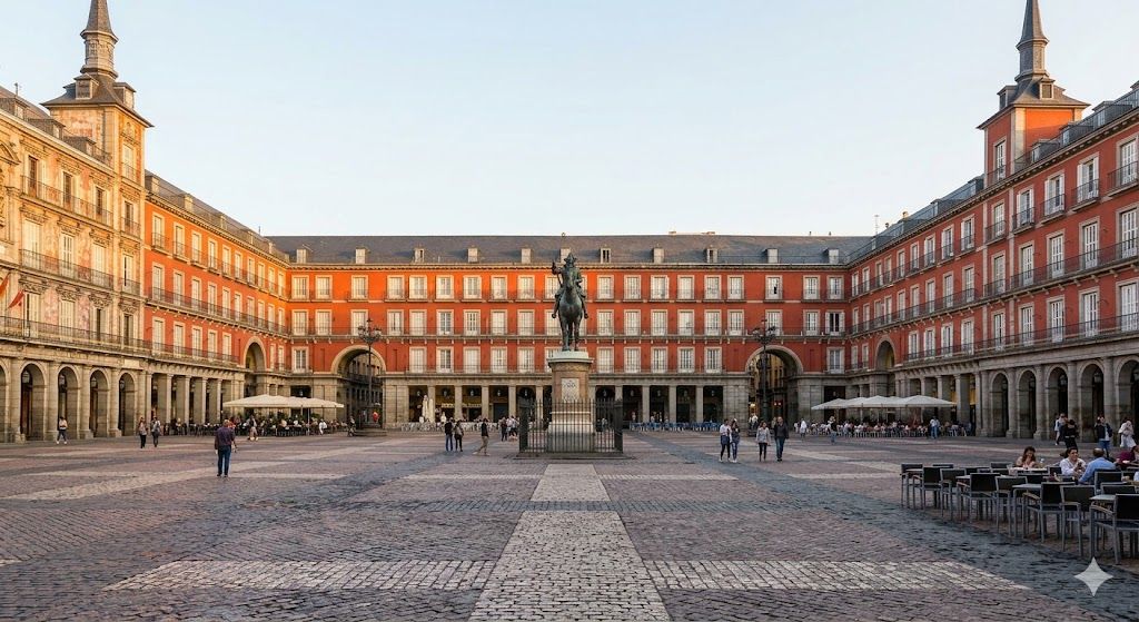 Plaza Mayor u Madridu — istorijski trg sa arkadama, Puerta del Sol, staro jezgro, kafei