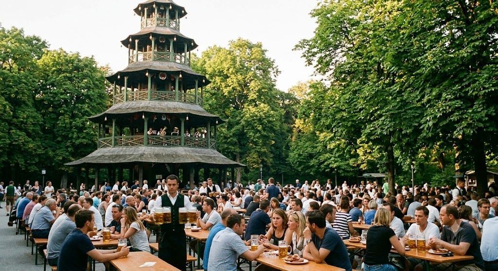 Englischer Garten u Minhenu — park veći od Central parka, Kineski toranj, pivska bašta, surfovanje na Eisbach talasu