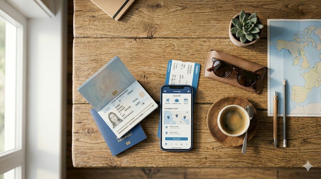 Biometrijski pasoš, telefon i karta za ukrcavanje — priprema za putovanje u EU