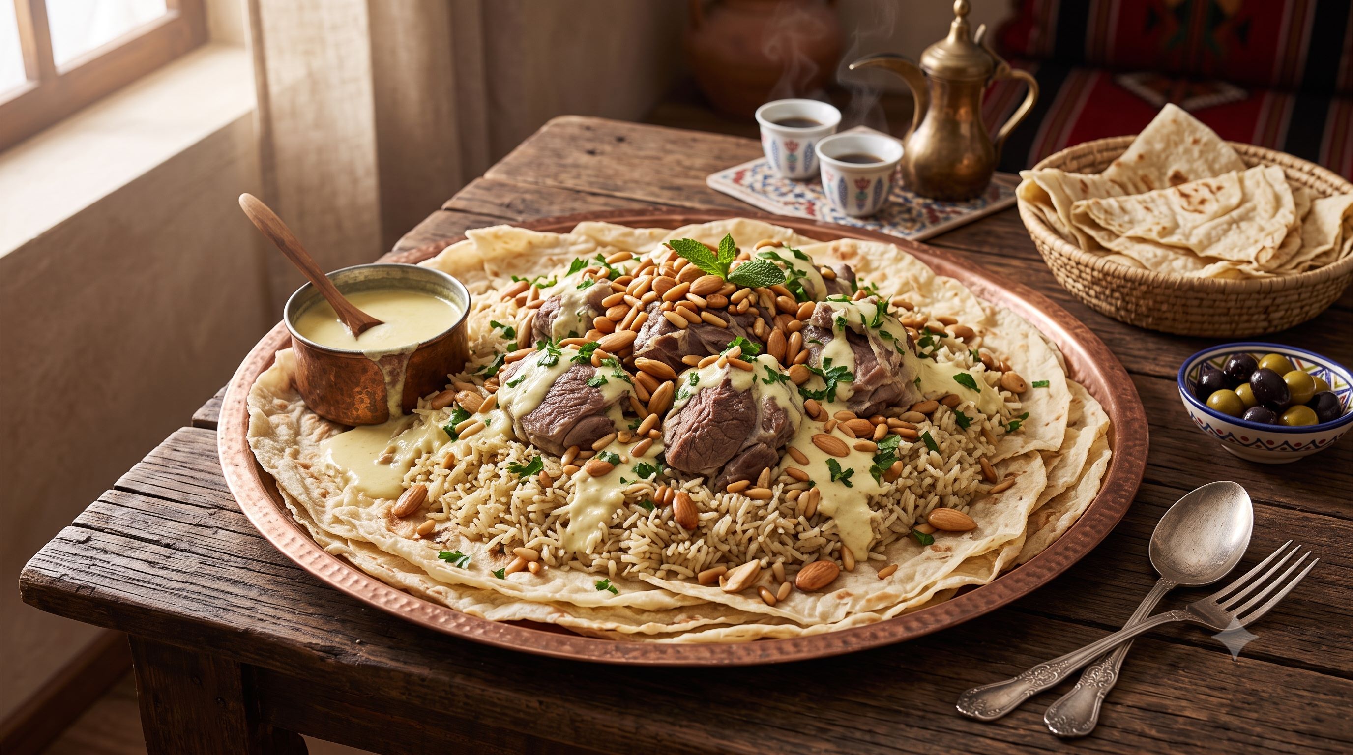 Mansaf — nacionalno jelo Jordana, jagnjetina sa pirinčem i sosom od džamida